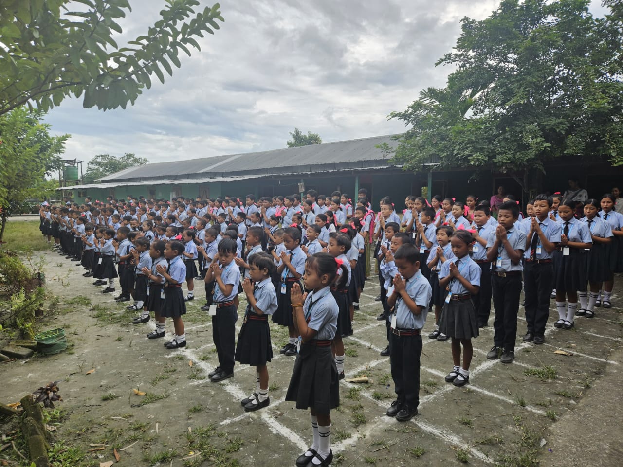 Morning assembly on the school ground